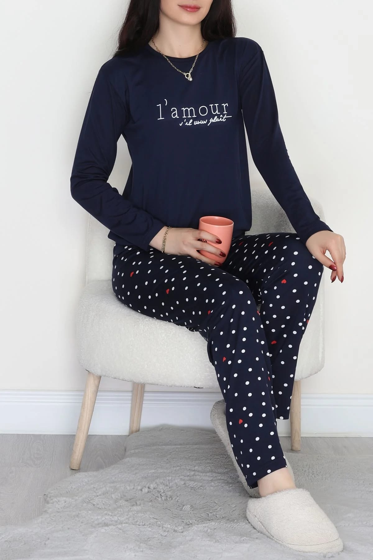 LACİVERT DESENLİ MİLAN PİJAMA TAKIMI