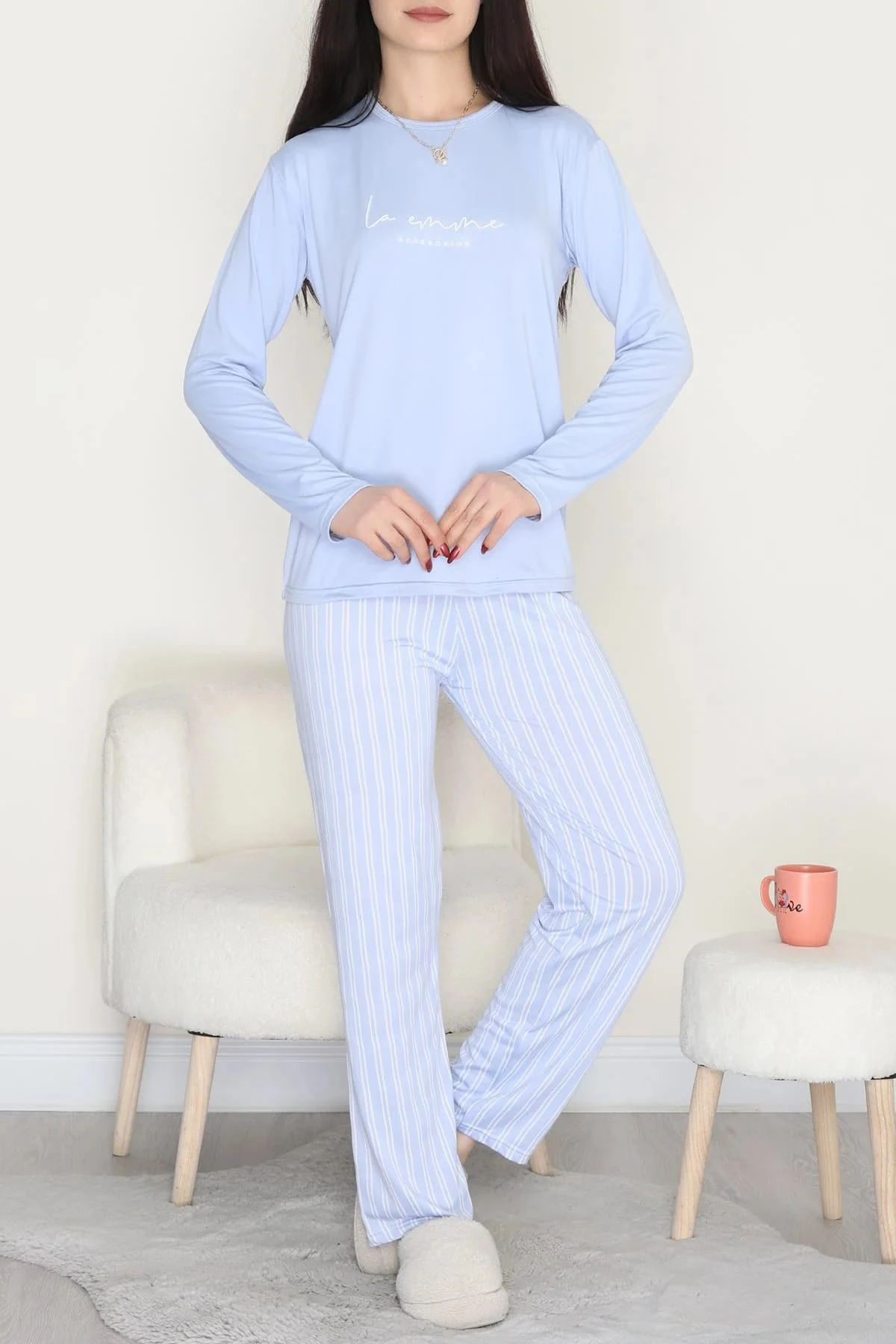 MAVİ ÇİZGİLİ PİJAMA TAKIMI