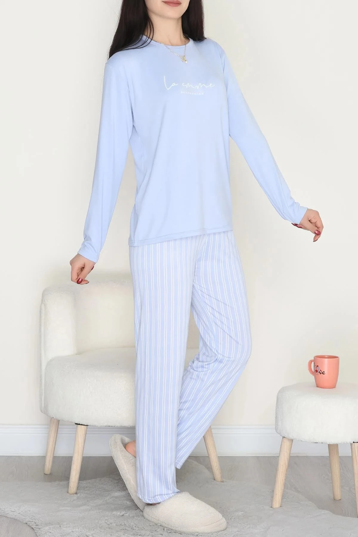 MAVİ ÇİZGİLİ PİJAMA TAKIMI