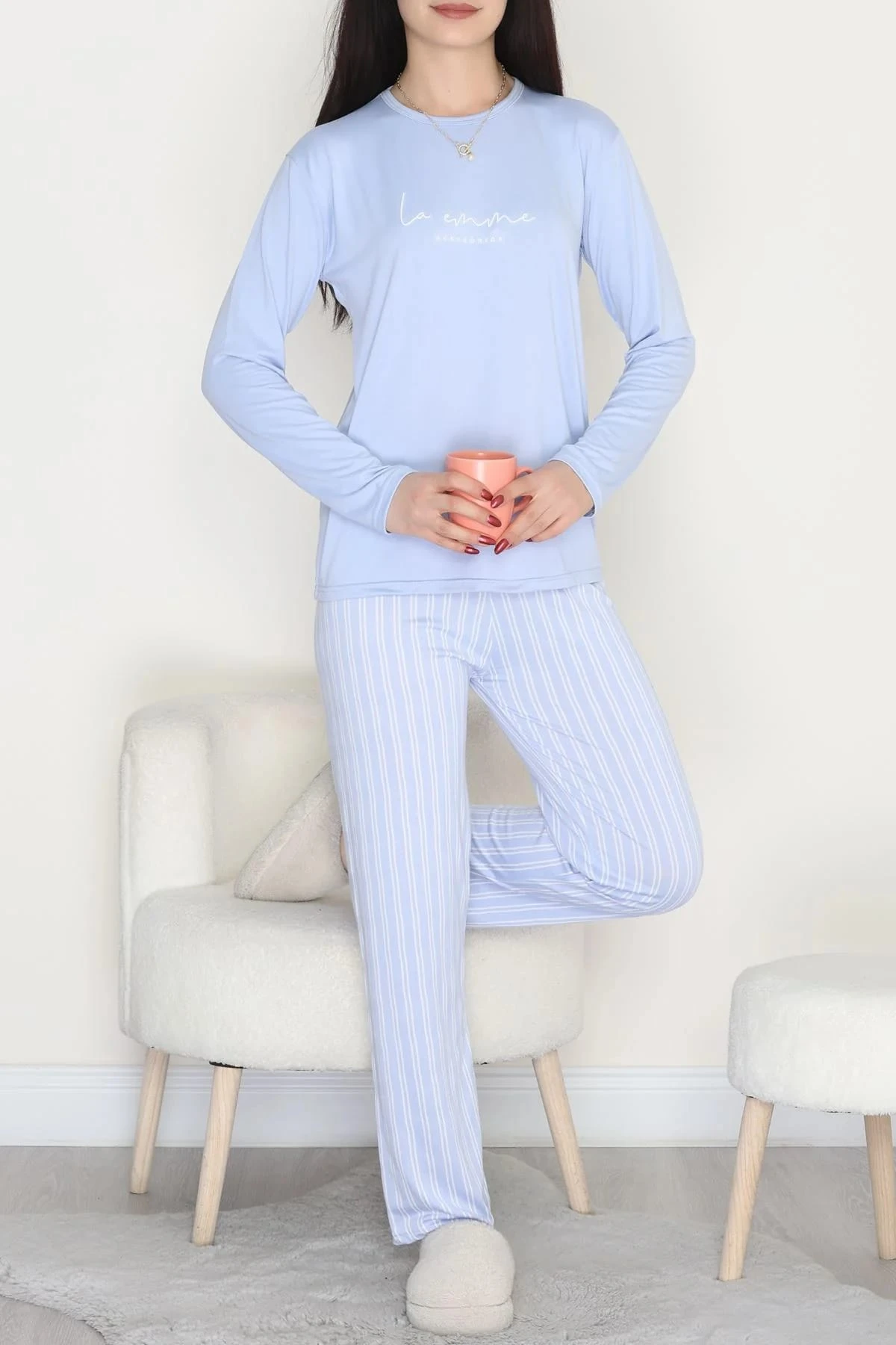 MAVİ ÇİZGİLİ PİJAMA TAKIMI