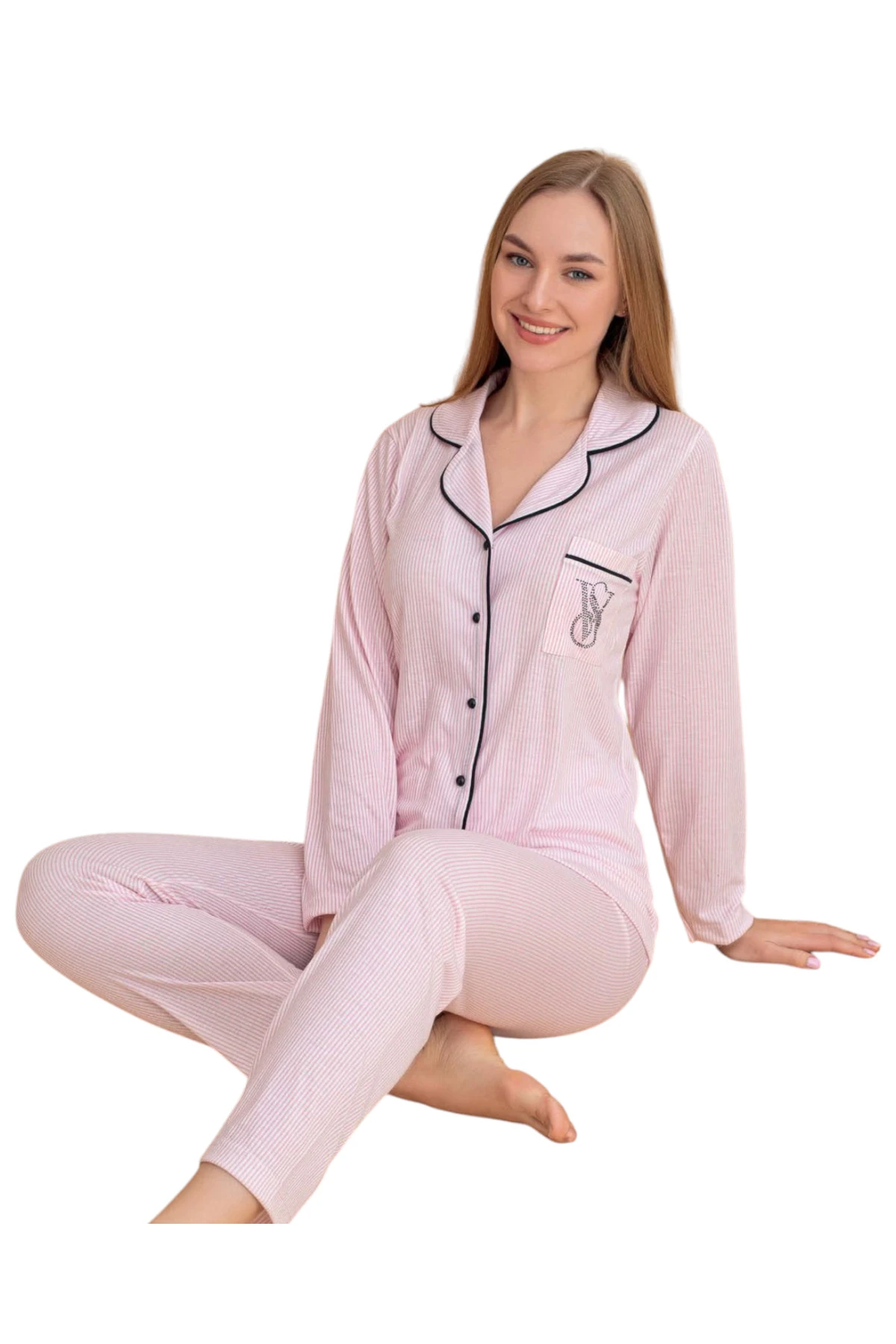 Taş İşlemeli Pijama Takımı 