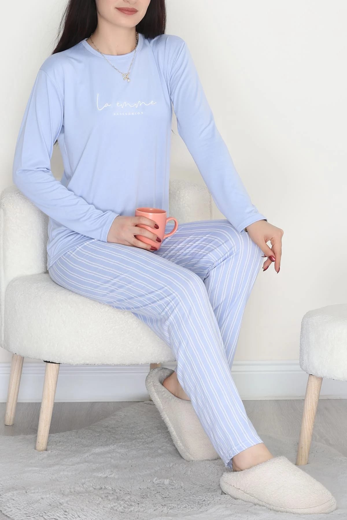 MAVİ ÇİZGİLİ PİJAMA TAKIMI