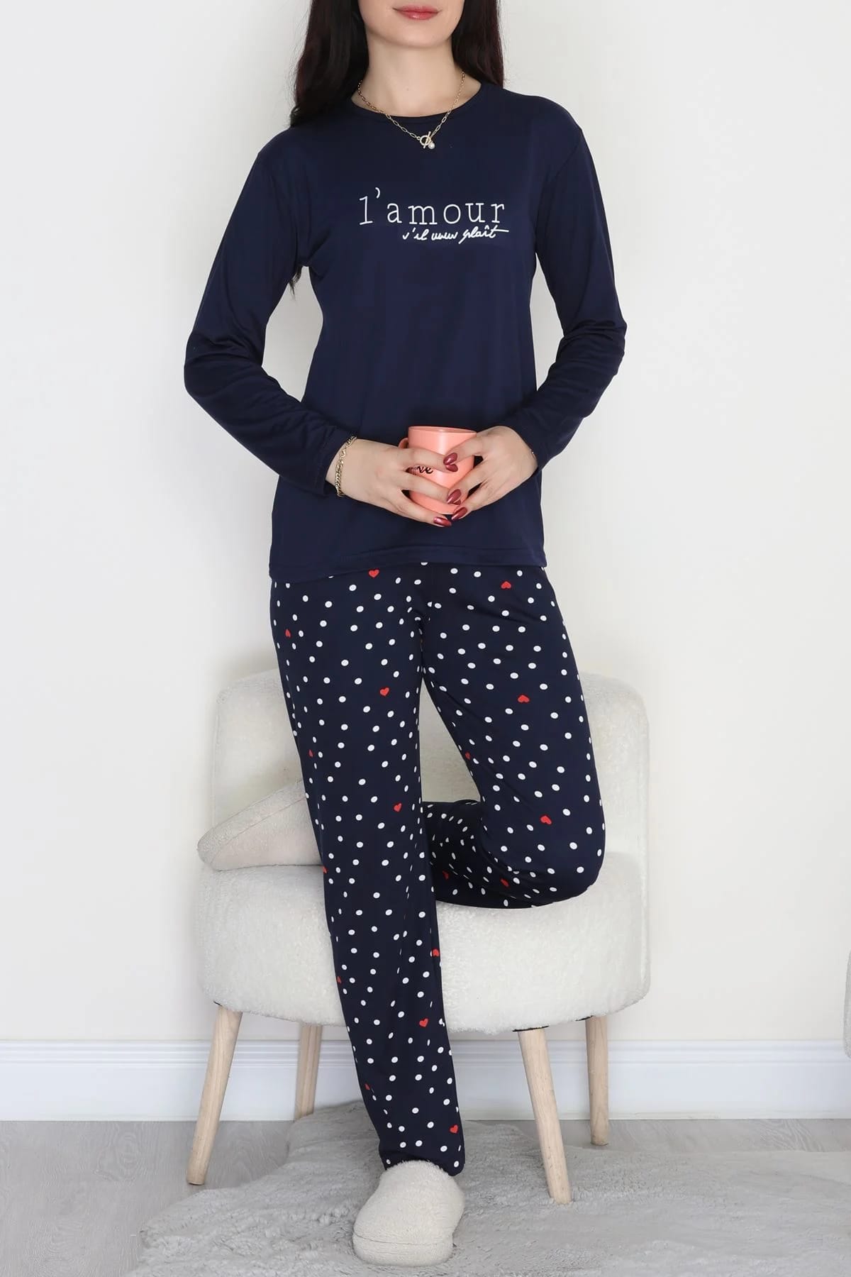 LACİVERT DESENLİ MİLAN PİJAMA TAKIMI