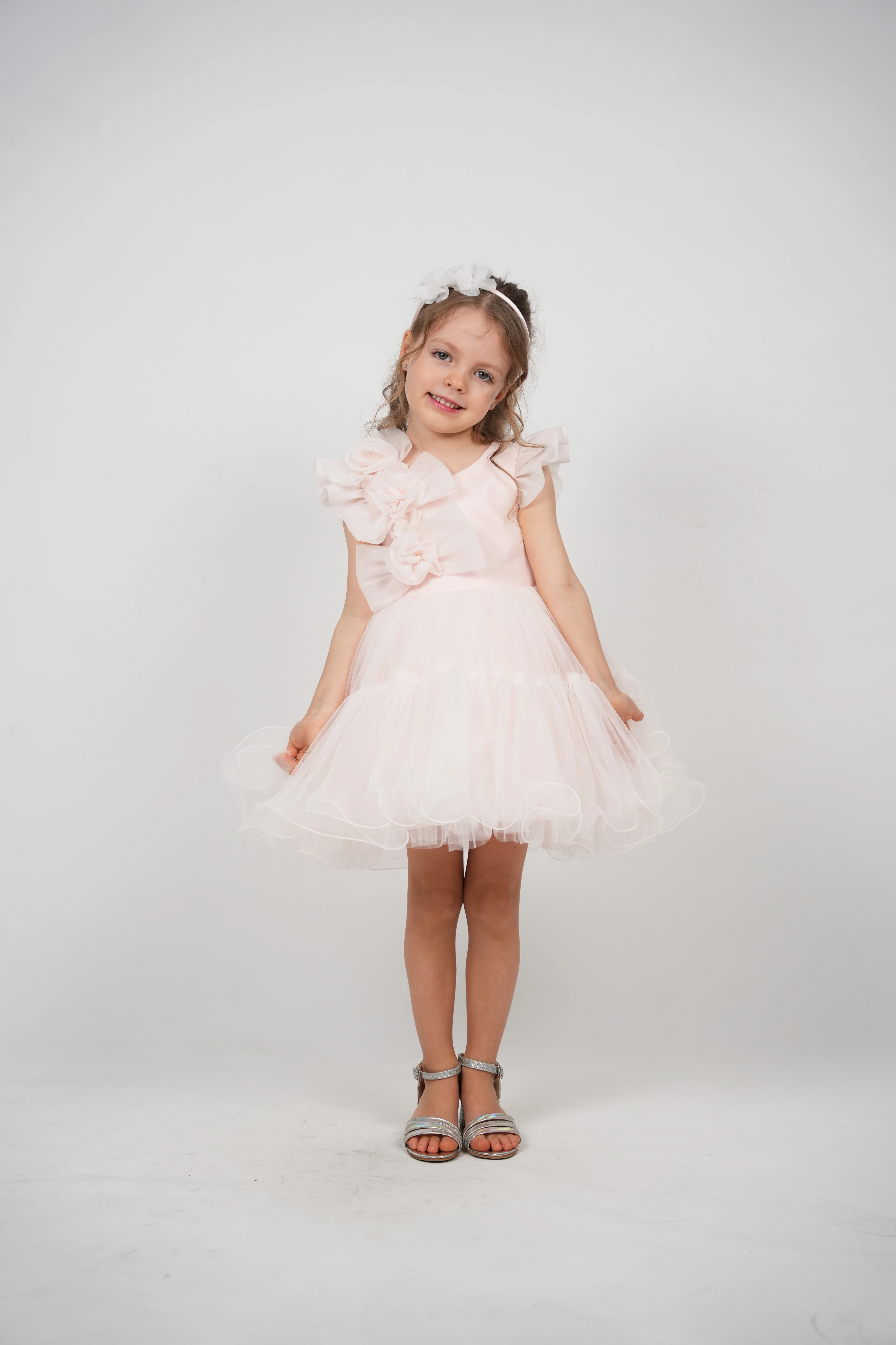 Fiyonk detaylı kız çocuk abiye elbise 