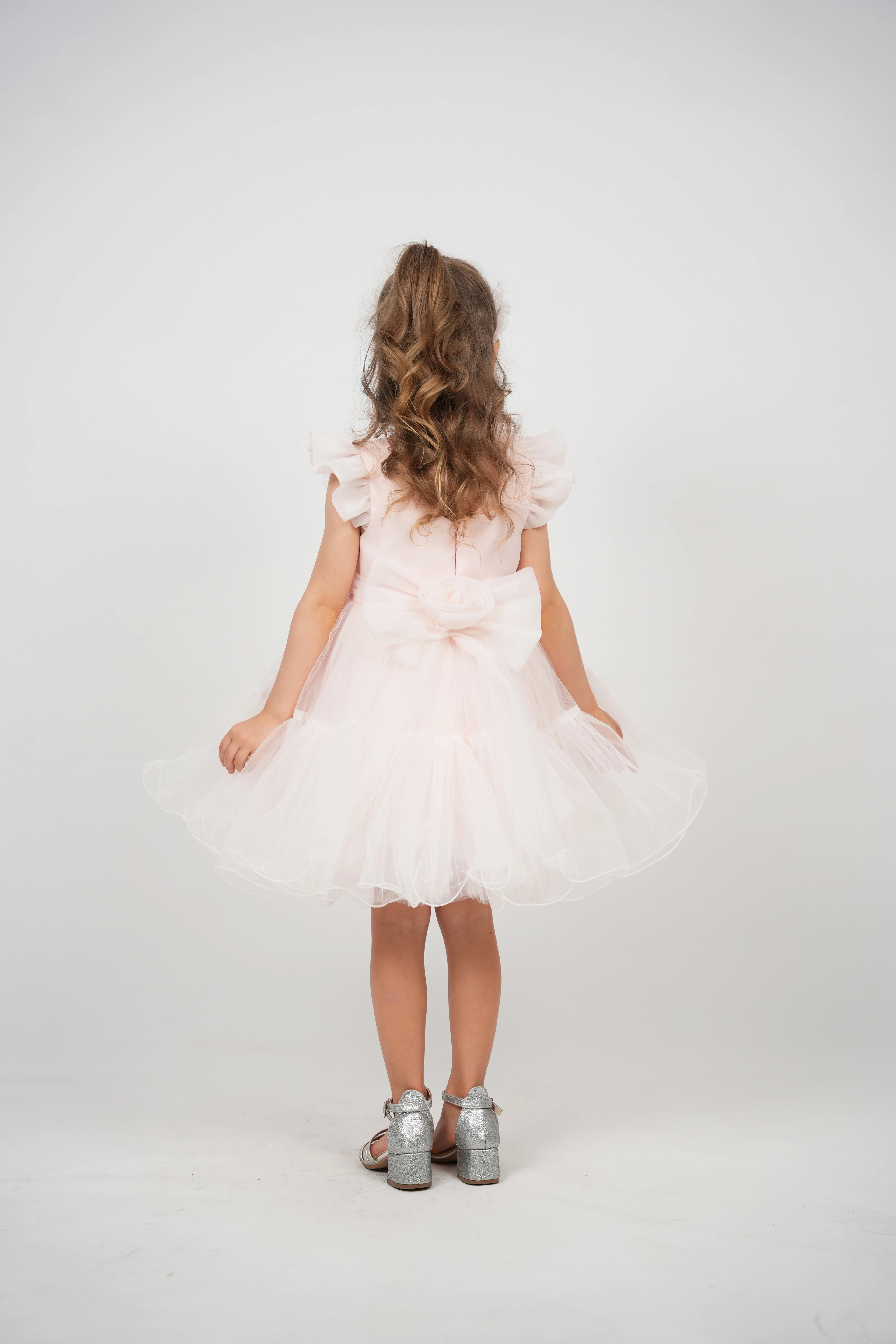 Fiyonk detaylı kız çocuk abiye elbise 