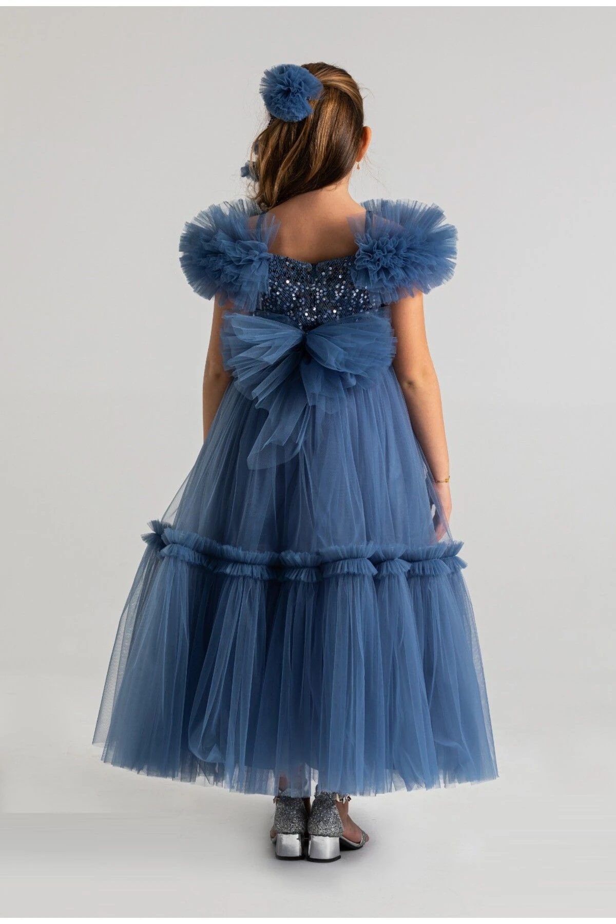 Omuz Detaylı Kız Çocuk Abiye Elbise