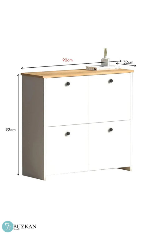 %100 Mdf lam Ayakkabı Dolabı: Beyaz(üstü desen’li) Country Ayakkabılık