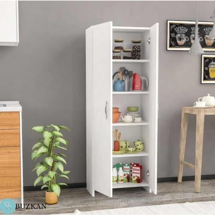 % 100 mdf Lam 5 Raflı 2 Kapaklı Çok Amaçlı Dolap