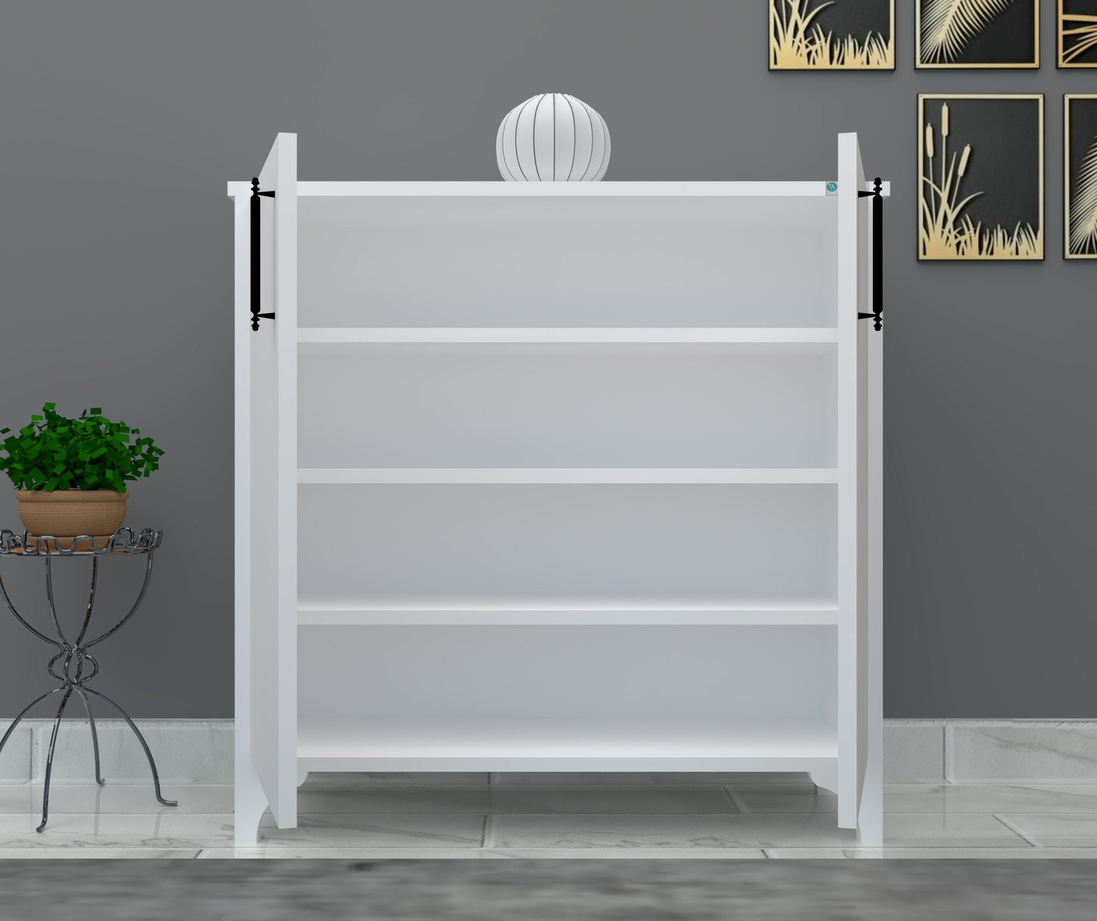 %100 MDF 2 Kapaklı Küp Üstü Beyaz Ayakkabılık