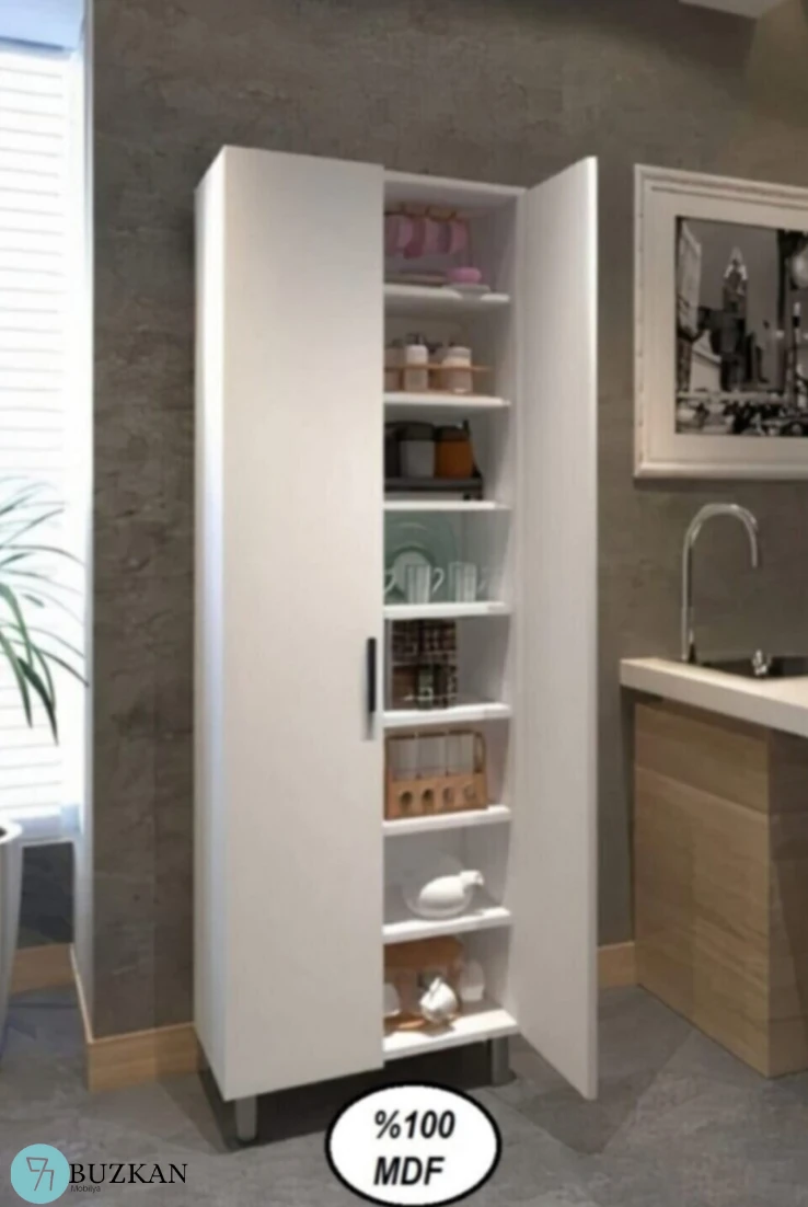 % 100 Mdf Çok Amaçlı Beyaz Dolap 60 cm
