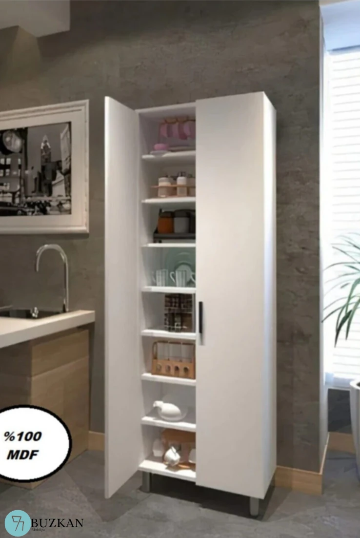 % 100 Mdf Çok Amaçlı Beyaz Dolap 60 cm