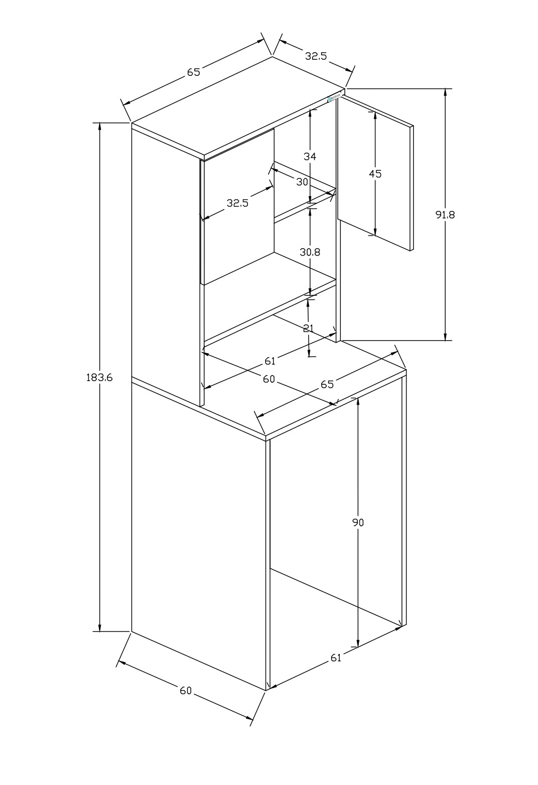 %100 MDF lam Çamaşır Makinesi Dolabı 3 Raflı Kapaklı Banyo Dolabı Beyaz -Ceviz