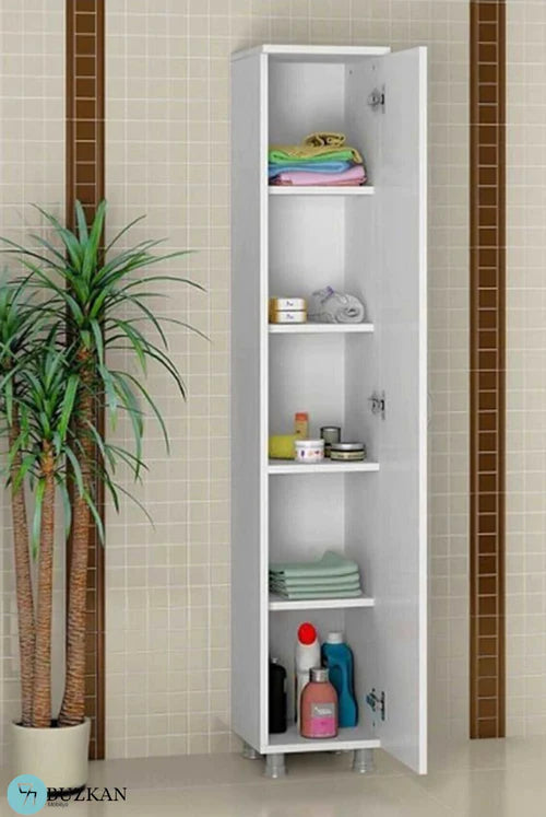 Buzkan %100 Mdf Tek Kapaklı 6 Bölme Çok Amaçlı Boy Dolabı Beyaz210*35*30
