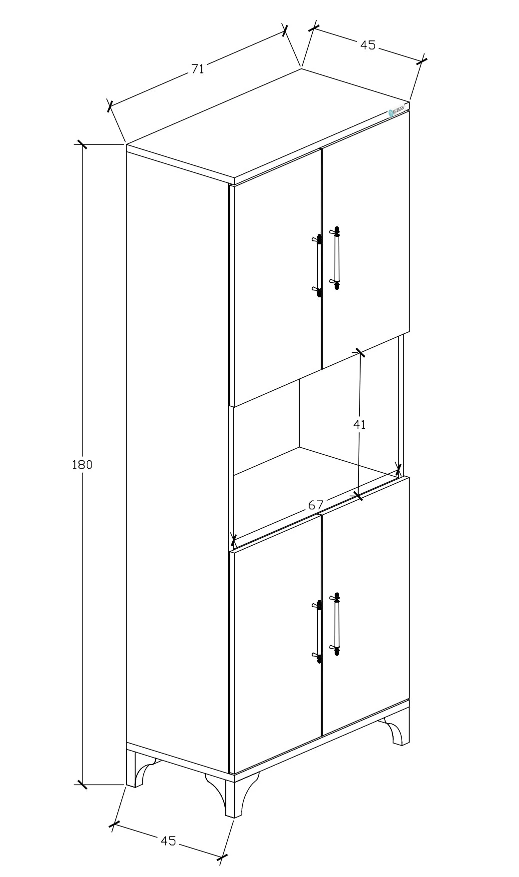 %100 mdf Lam Çok Amaçlı, Fırın, Kiler, Balkon Banyo Dolabı (BÜYÜK BOY FIRIN KABİNİ)