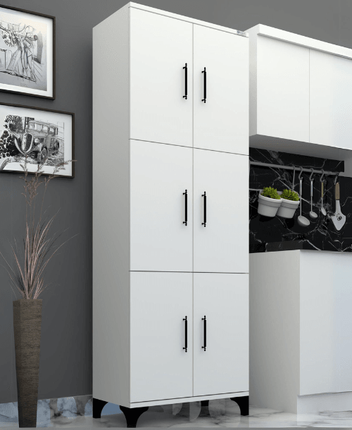 % 100 Mdf Lam 6 Kapaklı Çok Amaçlı- Frenli kapak-Kiler, Banyo, Ayakkabılık