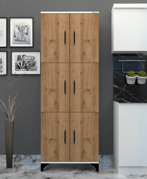 % 100 Mdf Lam 6 Kapaklı Beyaz Gövde-kapak Desen Çok Amaçlı Dolap