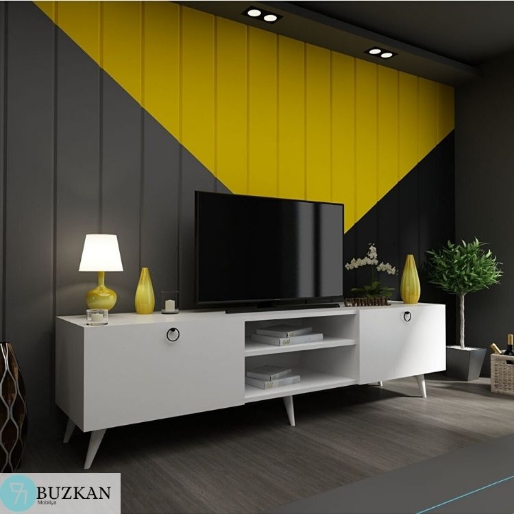 Buzkan % 100 Mdf Lam Beyaz Televizyon Sehpası (Tv Unitesi)