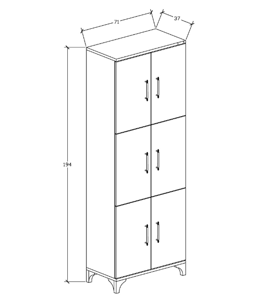 % 100 Mdf Lam 6 Kapaklı Beyaz Gövde-kapak Desen Çok Amaçlı Dolap