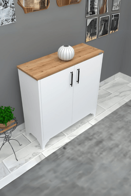 %100 Mdf 2 Kapaklı Küp Üstü Desenli Ayakkabılık