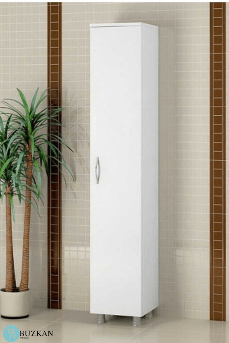 Buzkan %100 Mdf Lam Tek Kapaklı 5 Raflı Çok Amaçlı Boy Dolabı Beyaz