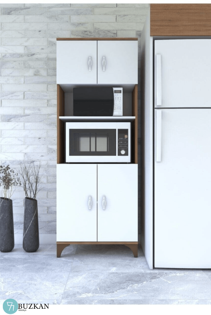 % 100 Mdf Fırın Ve Mikro Fırınlık Fırınmikro dolabı Beyaz-Kahverengi