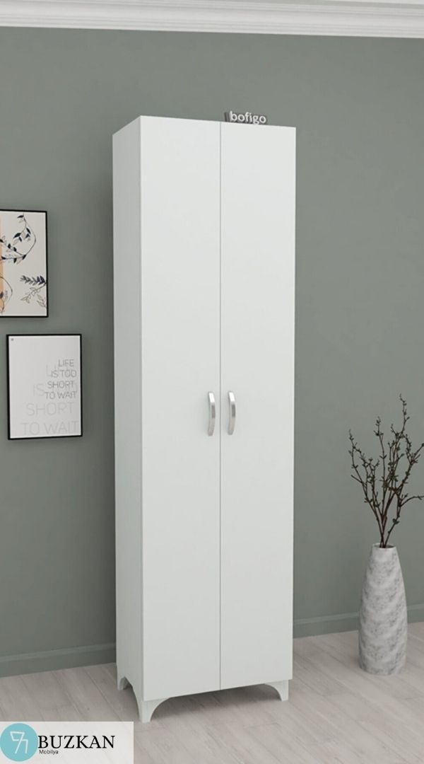 Buzkan % 100 Mdf 8 Raflı 2 Kapaklı Çok Amaçlı Beyaz Mutfak Dolabı,banyo Dolabı