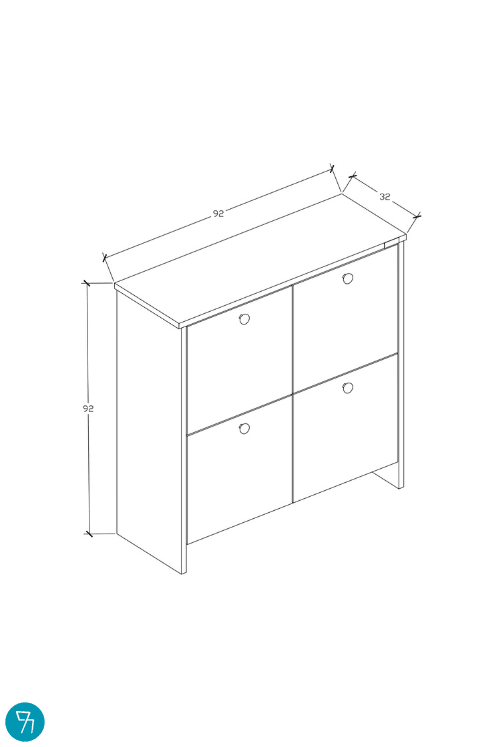 %100 Mdf 4 Kapaklı Küp Altın Sarısı Desenli Gövdeli Ayakkabılık