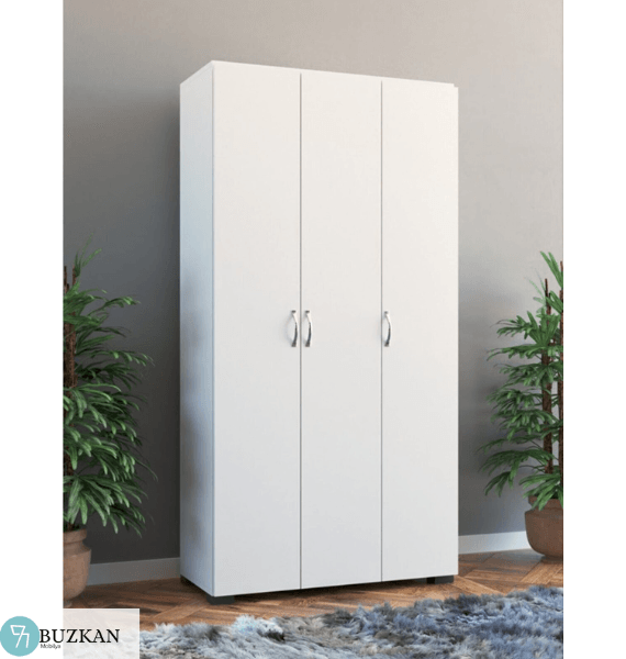 Buzkan %100 mdf Lam Mobilya 3 Kapılı Gardırop - Beyaz