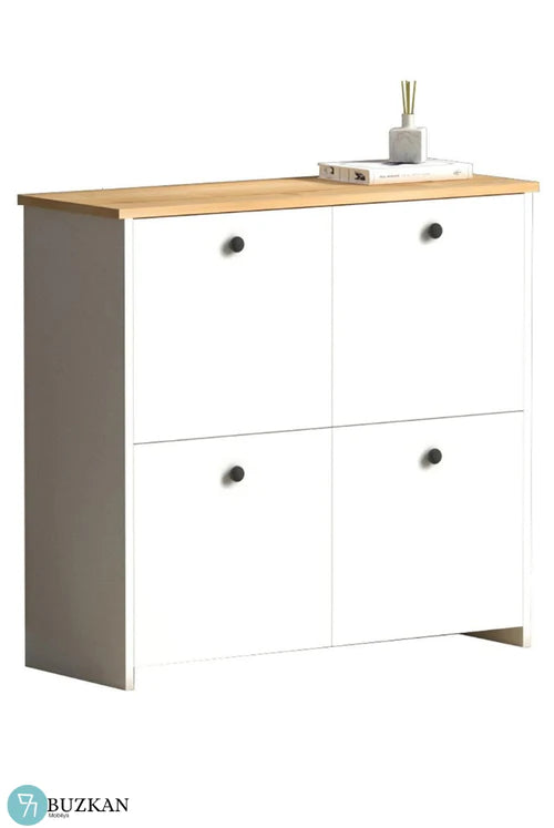 %100 Mdf lam Ayakkabı Dolabı: Beyaz(üstü desen’li) Country Ayakkabılık