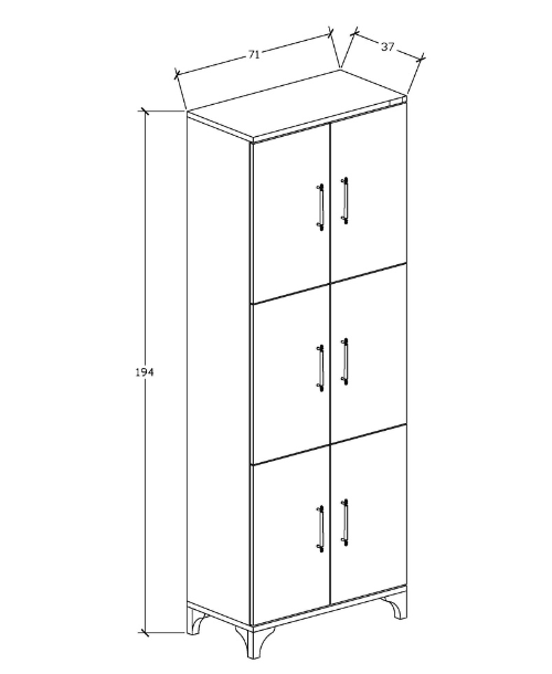 % 100 Mdf Lam 6 Kapaklı Çok Amaçlı- Frenli kapak-Kiler, Banyo, Ayakkabılık