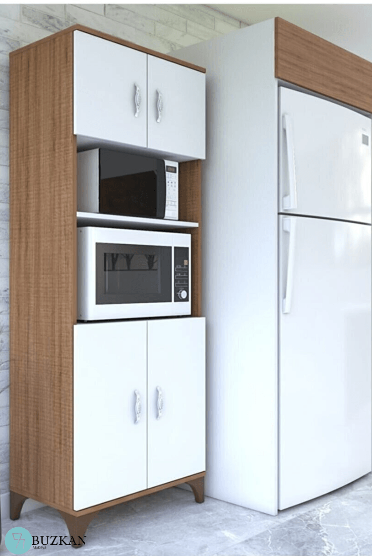% 100 Mdf Fırın Ve Mikro Fırınlık Fırınmikro dolabı Beyaz-Kahverengi