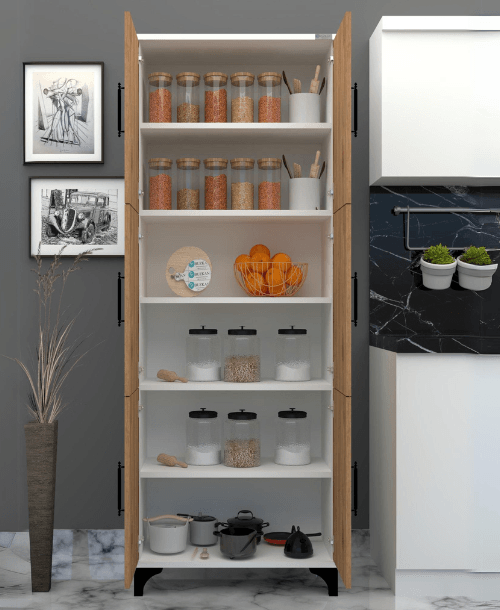 % 100 Mdf Lam 6 Kapaklı Beyaz Gövde-kapak Desen Çok Amaçlı Dolap