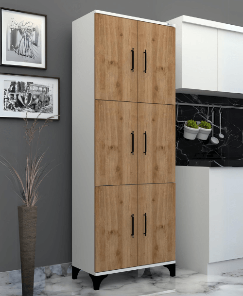 % 100 Mdf Lam 6 Kapaklı Beyaz Gövde-kapak Desen Çok Amaçlı Dolap