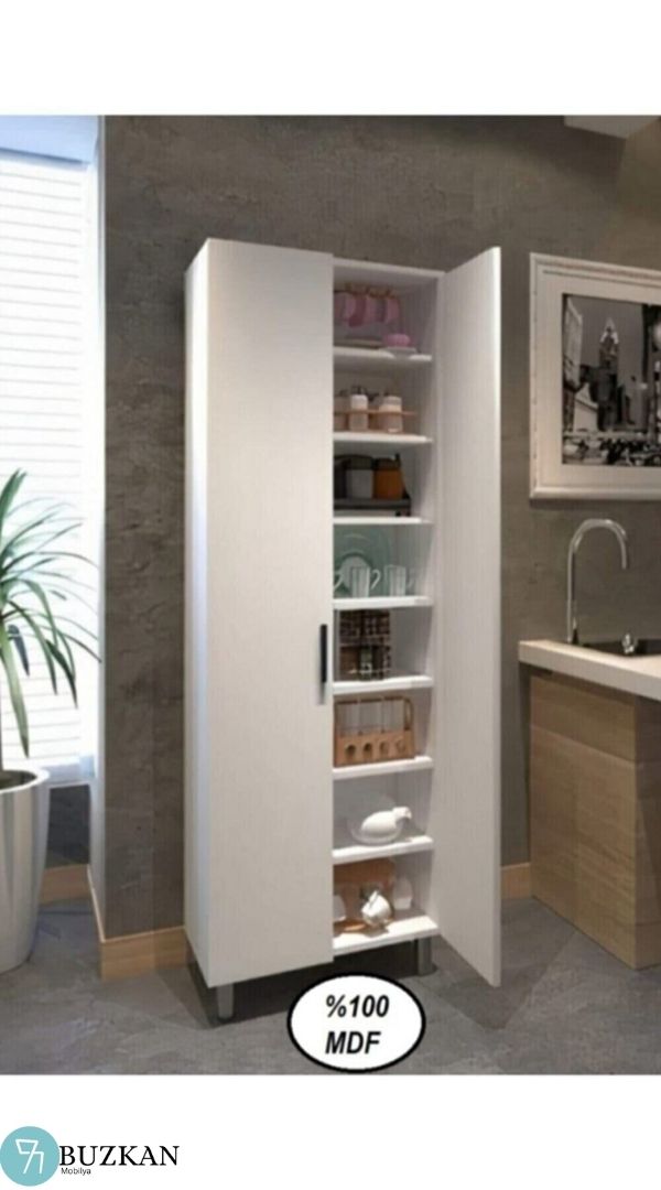 Buzkan Mobilya % 100 Mdf Çok Amaçlı Beyaz Dolap / Mutfak Dolabı50cm 172*50