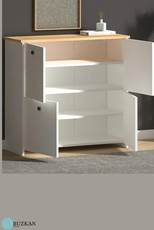 %100 Mdf lam Ayakkabı Dolabı: Beyaz(üstü desen’li) Country Ayakkabılık