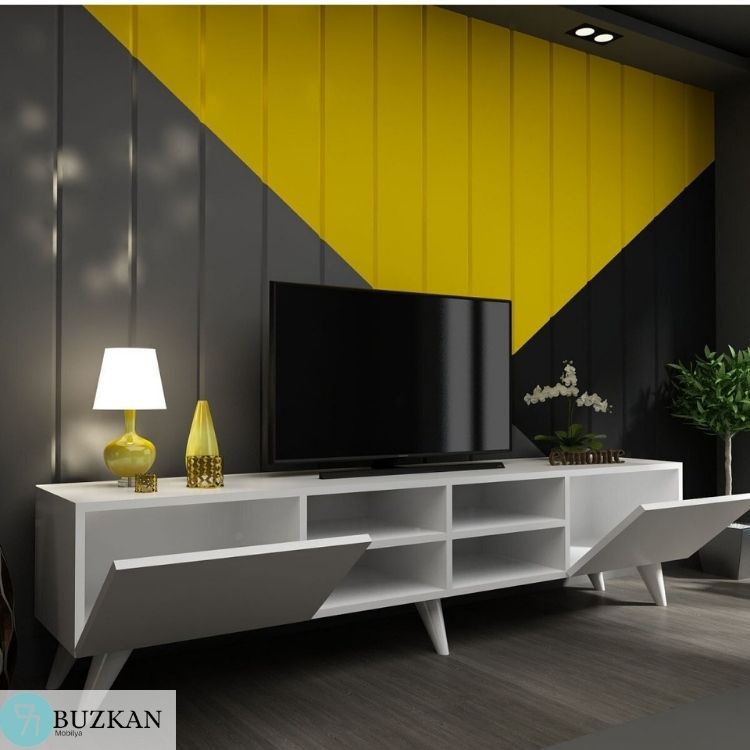 % 100  Mdf Beyaz Tv Ünitesi (Tv sehpası)