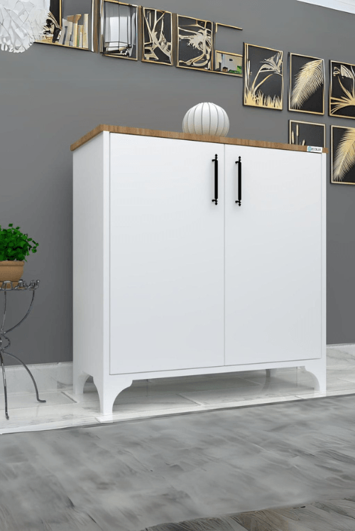 %100 Mdf 2 Kapaklı Küp Üstü Desenli Ayakkabılık