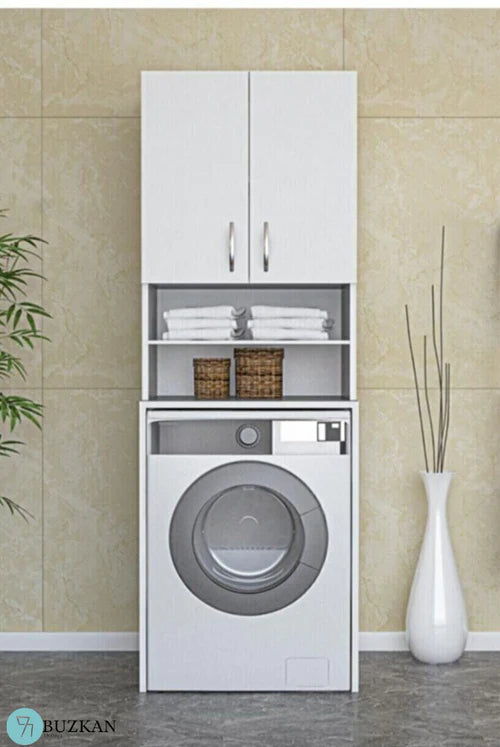 Buzkan % 100 mdf Lam Çamaşır Makinesi Dolabı: Banyo Raflı Kapaklı Dolabı