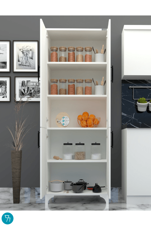 % 100 Mdf Lam Beyaz 4 Kapaklı Kapak Beyaz Gövde Çok Amaçlı Dolap