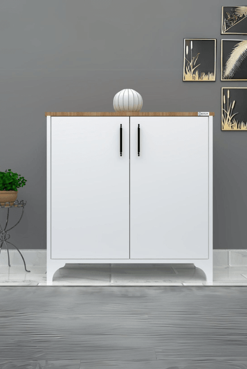 %100 Mdf 2 Kapaklı Küp Üstü Desenli Ayakkabılık