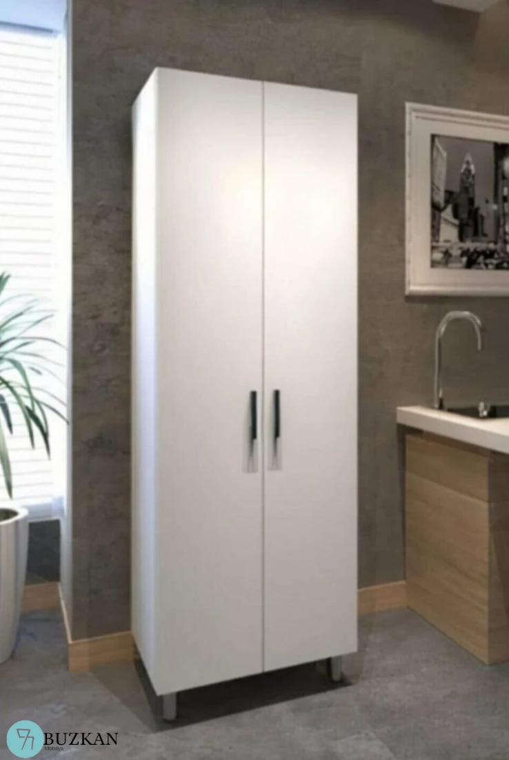 Buzkan % 100 Mdf Lam Çok Amaçlı Beyaz Dolap y170*50cm