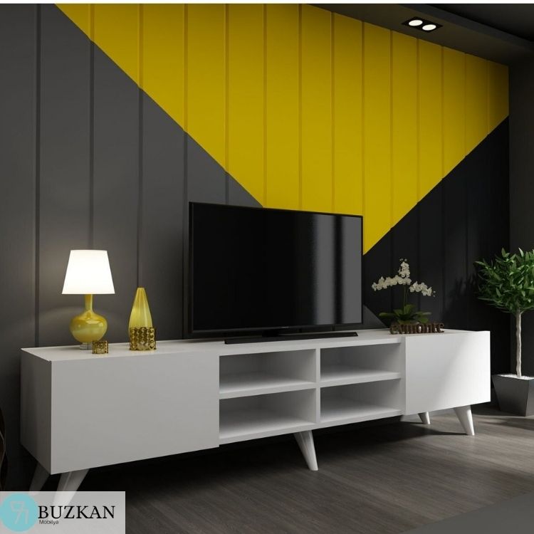 % 100  Mdf Beyaz Tv Ünitesi (Tv sehpası)