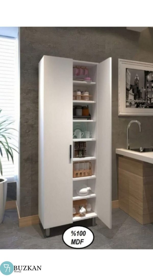 Buzkan % 100 Mdf Lam Çok Amaçlı Beyaz Dolap Mutfak Dolabı 70 cm 170