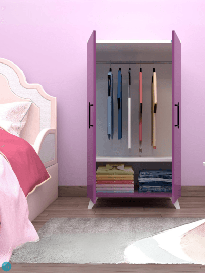 % 100 MDF Menekşe Kapaklı Çocuk Dolabı