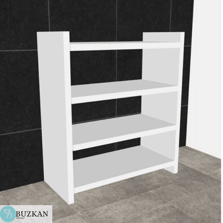 Mdflam Tezgah Üstü Çok Amaçlı Duvar Rafı Parlak Beyaz 3 Bölme