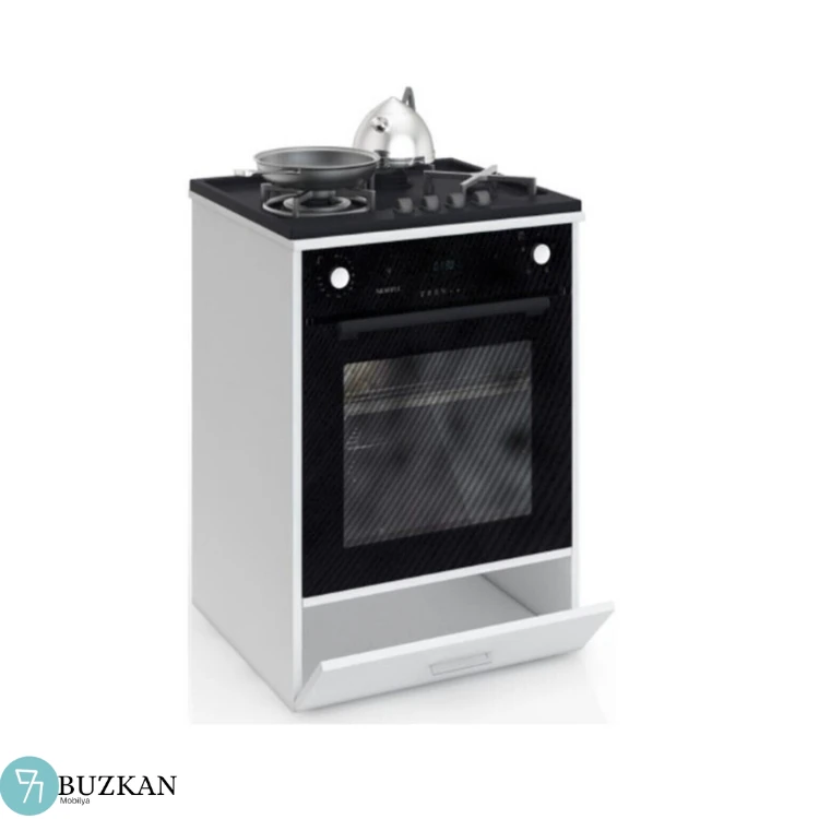 Set Üstü Ocak Fırın Dolabı Kapaklı Beyaz Mdflam