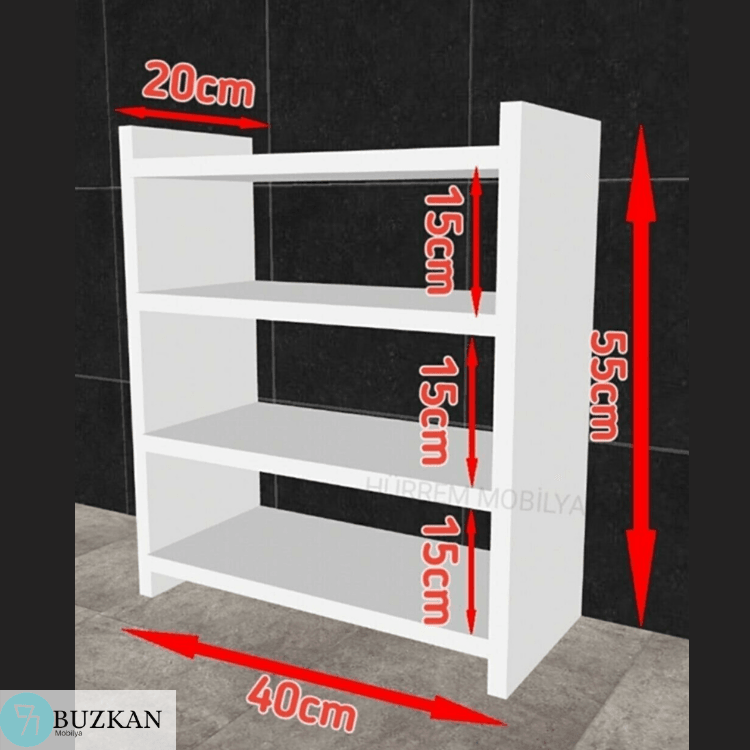 Mdflam Tezgah Üstü Çok Amaçlı Duvar Rafı Parlak Beyaz 3 Bölme