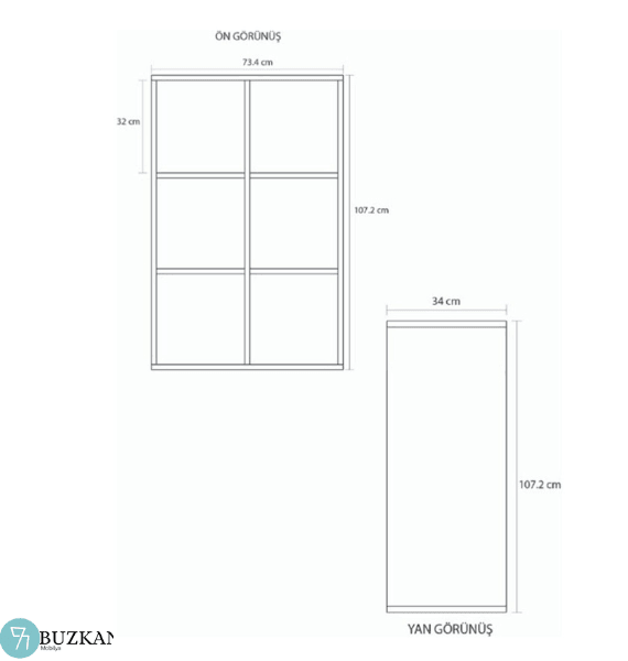 Buzkan % 100 mdf Lam 2022 Model 6 Raflı Kitaplık
