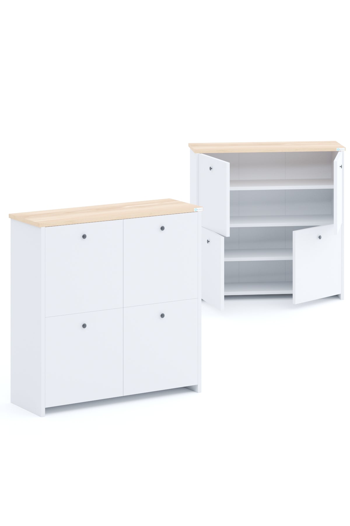 %100 Mdf lam Ayakkabı Dolabı: Beyaz(üstü desen’li) Country Ayakkabılık