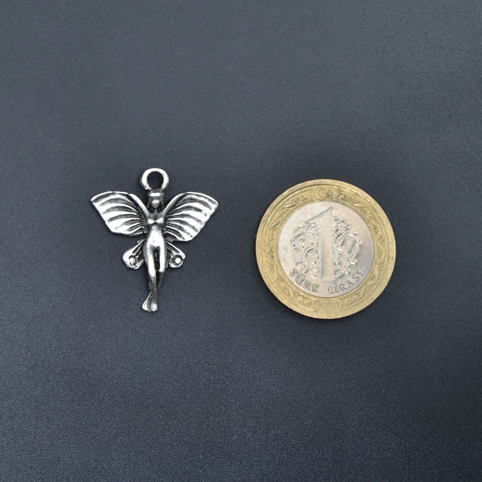 Minimal Kelebek Kanatlı Peri Kolye - Gümüş ( Silver ) Renk - 60 cm Örme Zincir Kolye